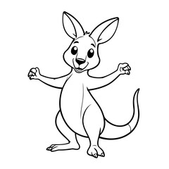 Vector illustration of a cute Kangaroo drawing for toddlers coloring activity