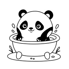 Vector illustration of a cute Panda drawing for kids colouring activity