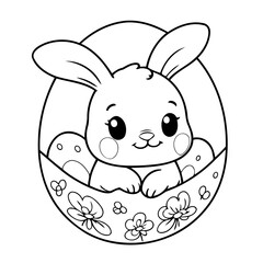 Vector illustration of a cute Bunny doodle for toddlers coloring activity