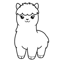 Cute vector illustration Alpaca drawing for kids page