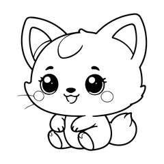 Vector illustration of a cute Kawaii drawing for kids page