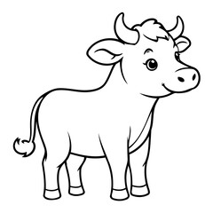 Simple vector illustration of Cow outline for colouring page