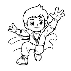 Vector illustration of a cute Boy doodle for toddlers worksheet
