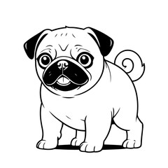 Cute vector illustration Pug doodle for toddlers worksheet
