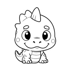 Cute vector illustration Dino doodle for kids coloring worksheet