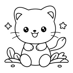 Cute vector illustration Kawaii for kids colouring page