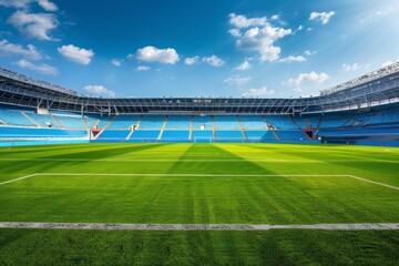 Soccer pitch backdrop, pulsating with game day anticipation