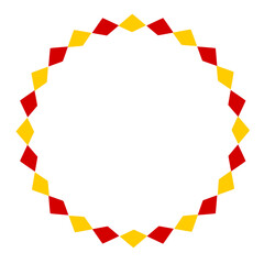 Yellow and red triangle circle round frame pattern background