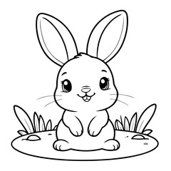 Cute vector illustration Bunny drawing for toddlers colouring page