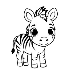 Cute vector illustration Zebra doodle colouring activity for kids