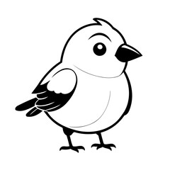 Cute vector illustration Bird drawing for kids colouring activity