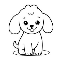 Simple vector illustration of Poodle hand drawn for kids coloring page