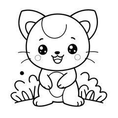Vector illustration of a cute Kawaii drawing for toddlers coloring activity