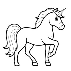 Cute vector illustration Horse for kids colouring worksheet