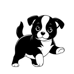 Simple vector illustration of Puppy drawing for kids colouring activity