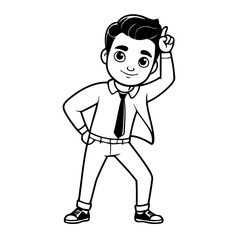 Vector illustration of a cute Man drawing for kids colouring page