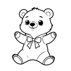 Cute vector illustration Bear drawing for colouring page
