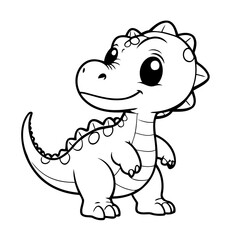 Vector illustration of a cute Dino doodle for kids colouring page