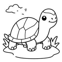 Simple vector illustration of Turtle drawing for toddlers book