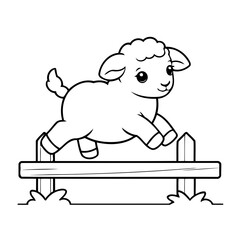 Cute vector illustration Sheep for kids coloring activity page