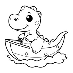Cute vector illustration Dino doodle for toddlers coloring activity