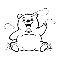 Cute vector illustration Bear colouring page for kids