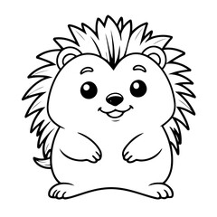 Vector illustration of a cute Porcupine drawing for kids colouring page
