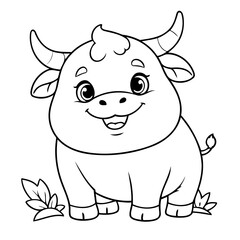 Simple vector illustration of Bull doodle for toddlers worksheet