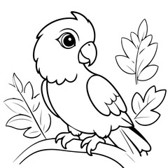 Vector illustration of a cute Parrot drawing for toddlers coloring activity