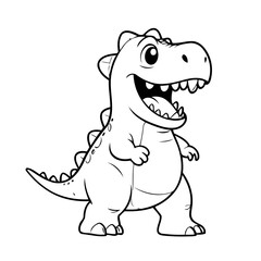 Vector illustration of a cute Dino doodle for toddlers colouring page