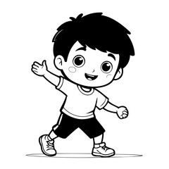 Simple vector illustration of Boy drawing colouring activity