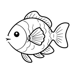 Vector illustration of a cute Fish doodle for kids coloring worksheet