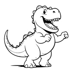 Vector illustration of a cute Dino drawing for kids page