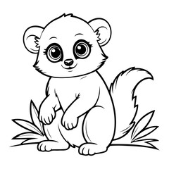 Vector illustration of a cute Lemur drawing for toddlers coloring activity