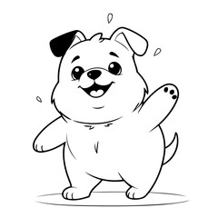 Vector illustration of a cute Dog doodle for toddlers worksheet