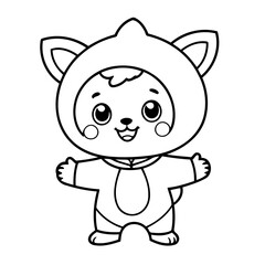 Cute vector illustration Kawaii for kids colouring page