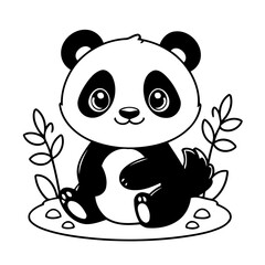 Cute vector illustration Panda drawing for children page