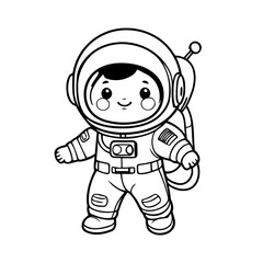 Vector illustration of a cute Astronaut drawing colouring activity