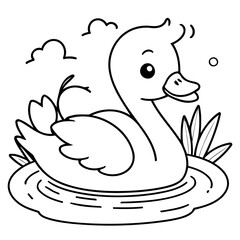 Vector illustration of a cute Swan drawing for toddlers book