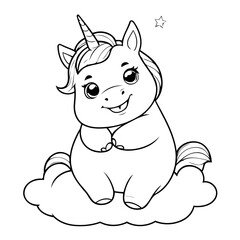 Cute vector illustration Unicorn for kids coloring activity page