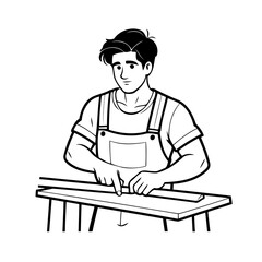 Vector illustration of a cute Carpenter drawing for kids colouring page