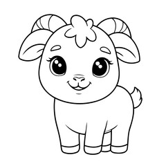 Simple vector illustration of Goat drawing for toddlers coloring activity
