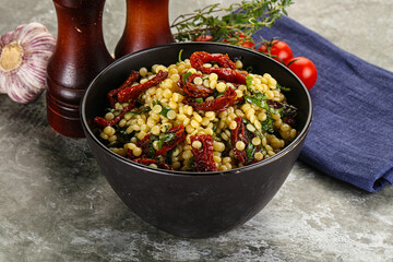 Vegetarian Pasta ptitim with vegetables
