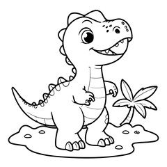 Cute vector illustration Dino for kids coloring activity page