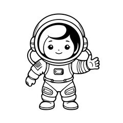 Cute vector illustration Astronaut doodle for kids colouring page