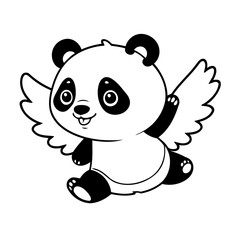 Simple vector illustration of Panda for kids coloring page