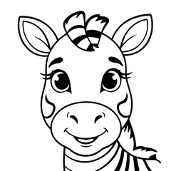 Vector illustration of a cute Zebra doodle for toddlers coloring activity