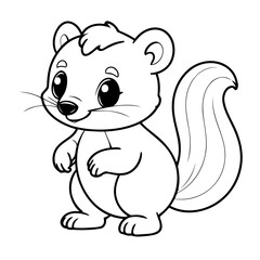 Vector illustration of a cute Skunk doodle for toddlers colouring page