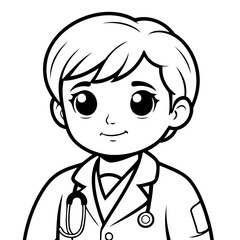 Cute vector illustration Doctor for children colouring activity