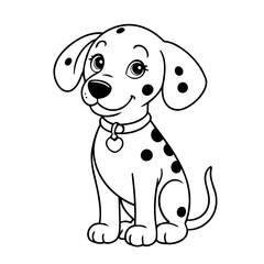 Cute vector illustration Dalmatian drawing for kids page